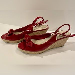 Red Merona Women's Open Toe Wedge Sz 8